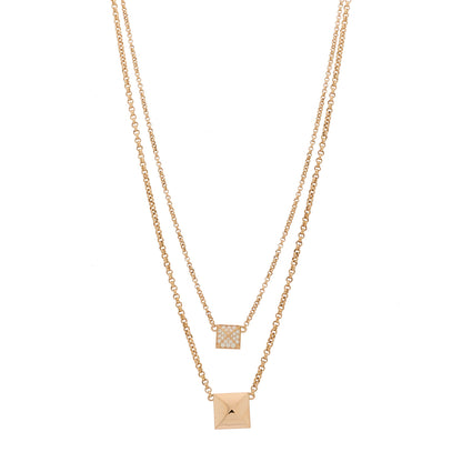Hermes 18K Rose Gold Diamond Clou d'H Double Pendant Necklace 1 of 6