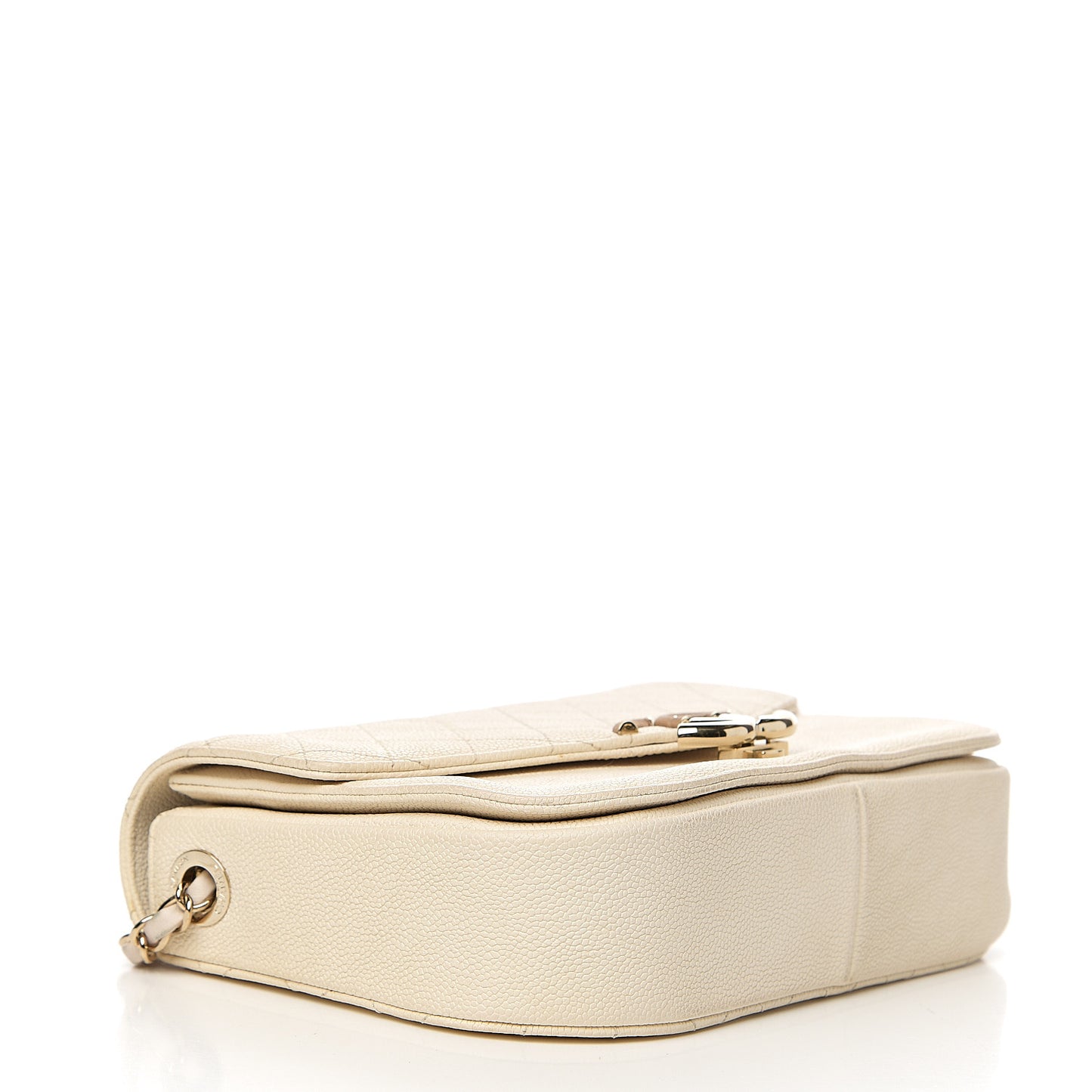 Grained Calfskin Quilted Medium Cuba Top Handle Flap Ivory