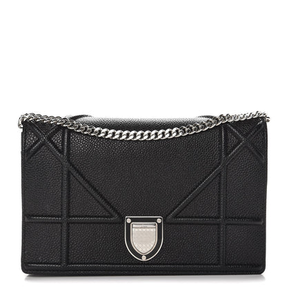 Christian Dior Grained Calfskin Diorama Wallet on Chain Pouch Black 1 of 8
