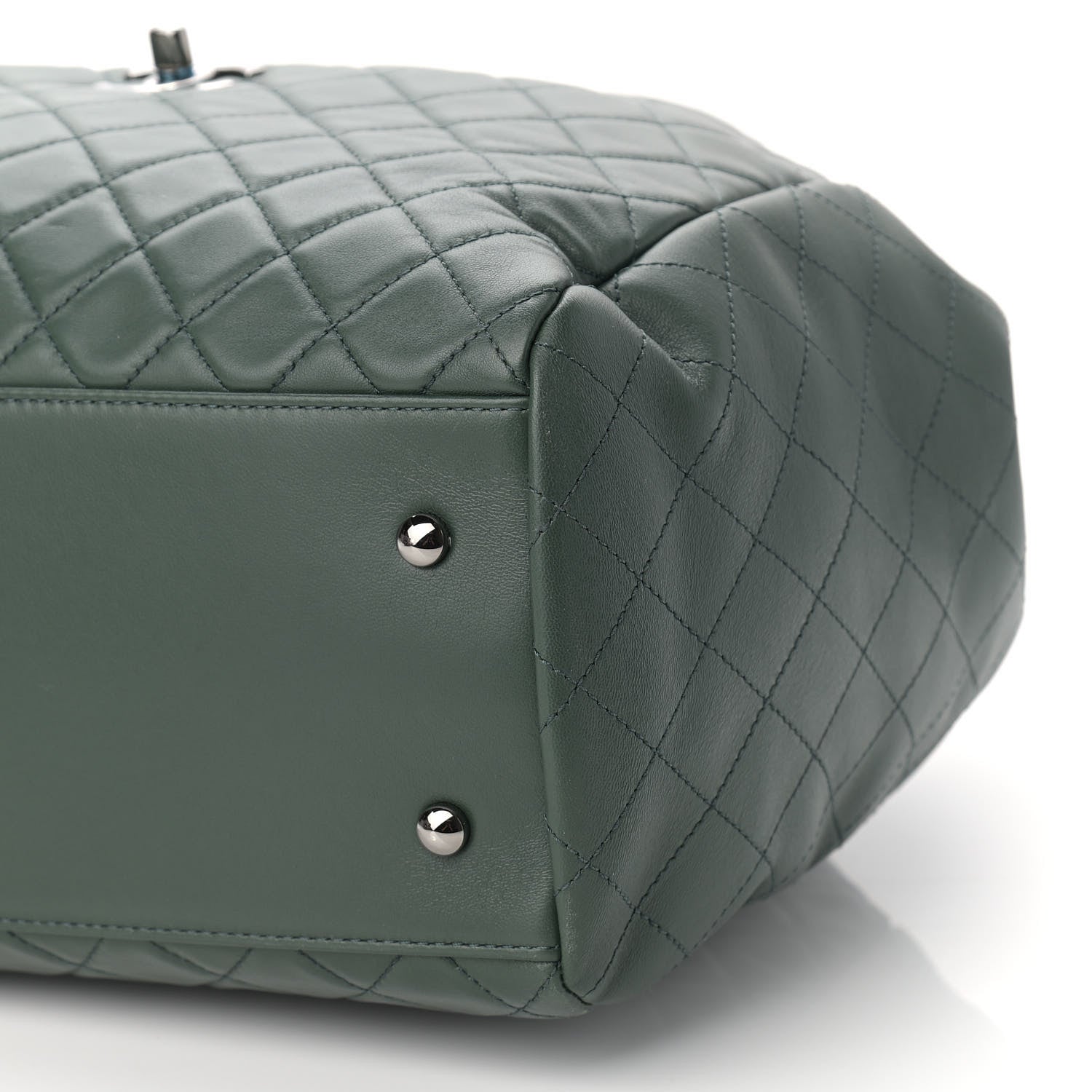 Chanel Lambskin Quilted Large Drawstring Shoulder Bag Dark Green 9 of 9