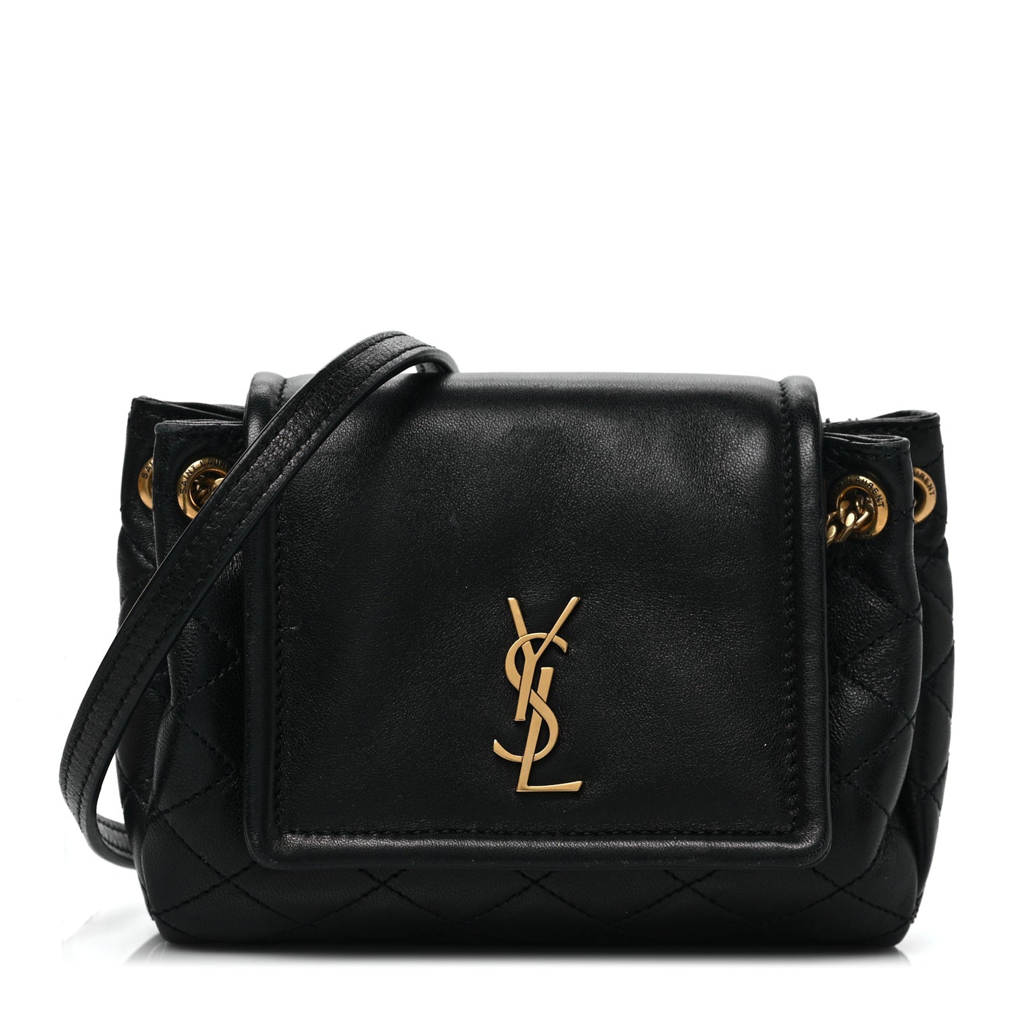 Lambskin Quilted Monogram Mini Nolita Black