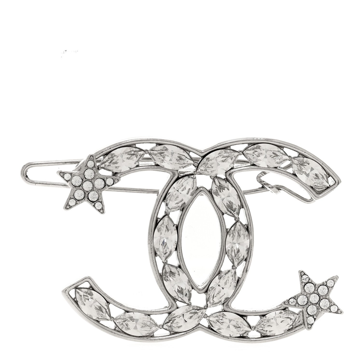 Chanel Crystal Starfall CC Hair Clip Silver 1 of 4