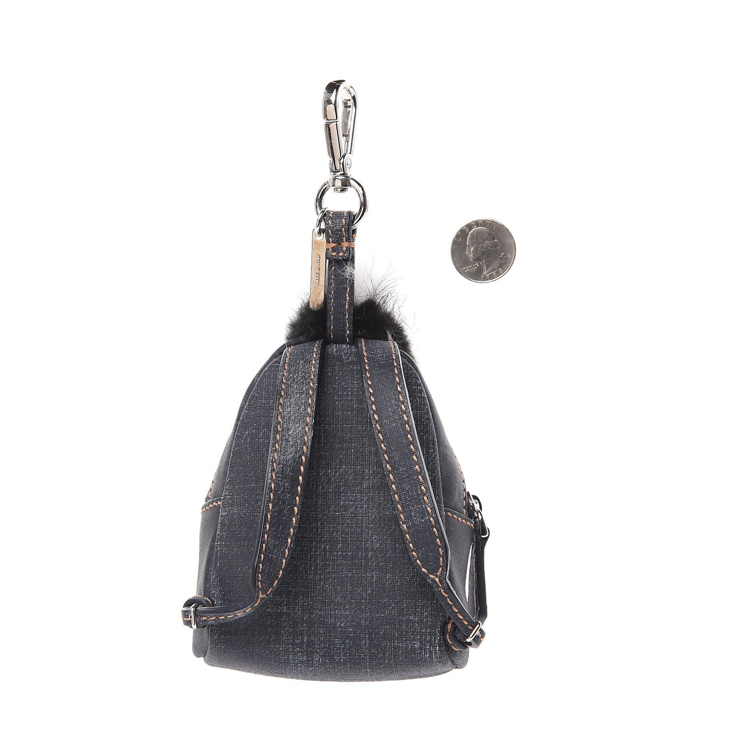 Fur Denim Monster Eyes Mini Backpack Charm Blue