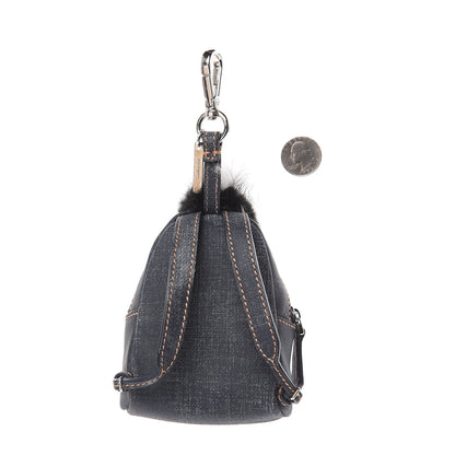 Fendi Fur Denim Monster Eyes Mini Backpack Charm Blue 2 of 4