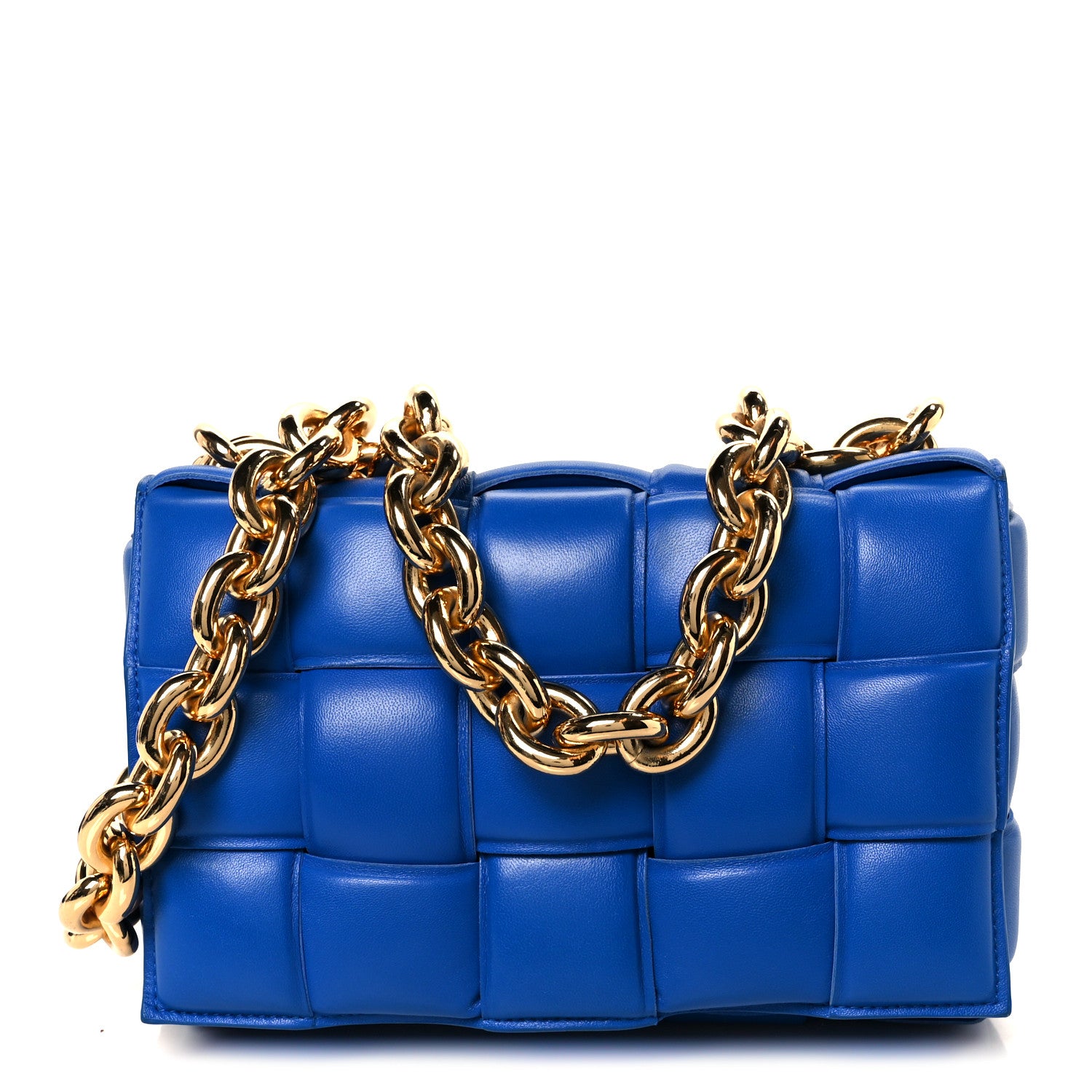 Bottega Veneta Lambskin Maxi Intreccio Padded Chain Cassette Crossbody Bag Cobalt 1 of 12