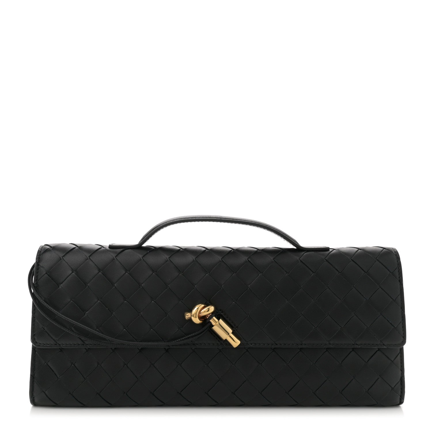 Bottega Veneta Nappa Intrecciato Long Andiamo Top Handle Clutch Black 1 of 7