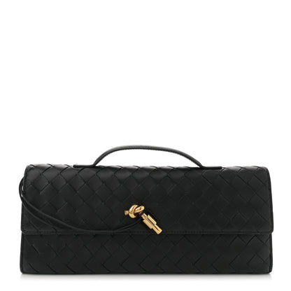 Bottega Veneta Nappa Intrecciato Long Andiamo Top Handle Clutch Black 1 of 7