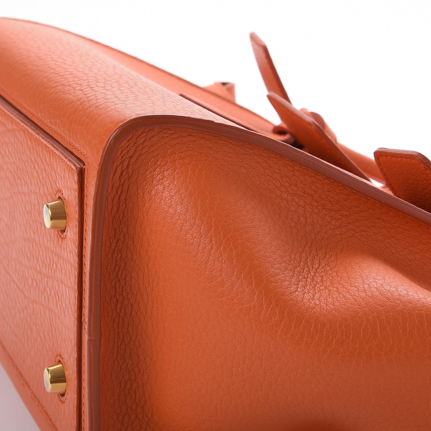 Crisped Calfskin Mini Tie Knot Tote Burnt Orange
