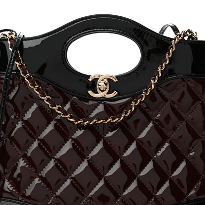 Chanel Patent Calfskin Quilted Mini 31 Shopping Bag Burgundy Black 8 of 11