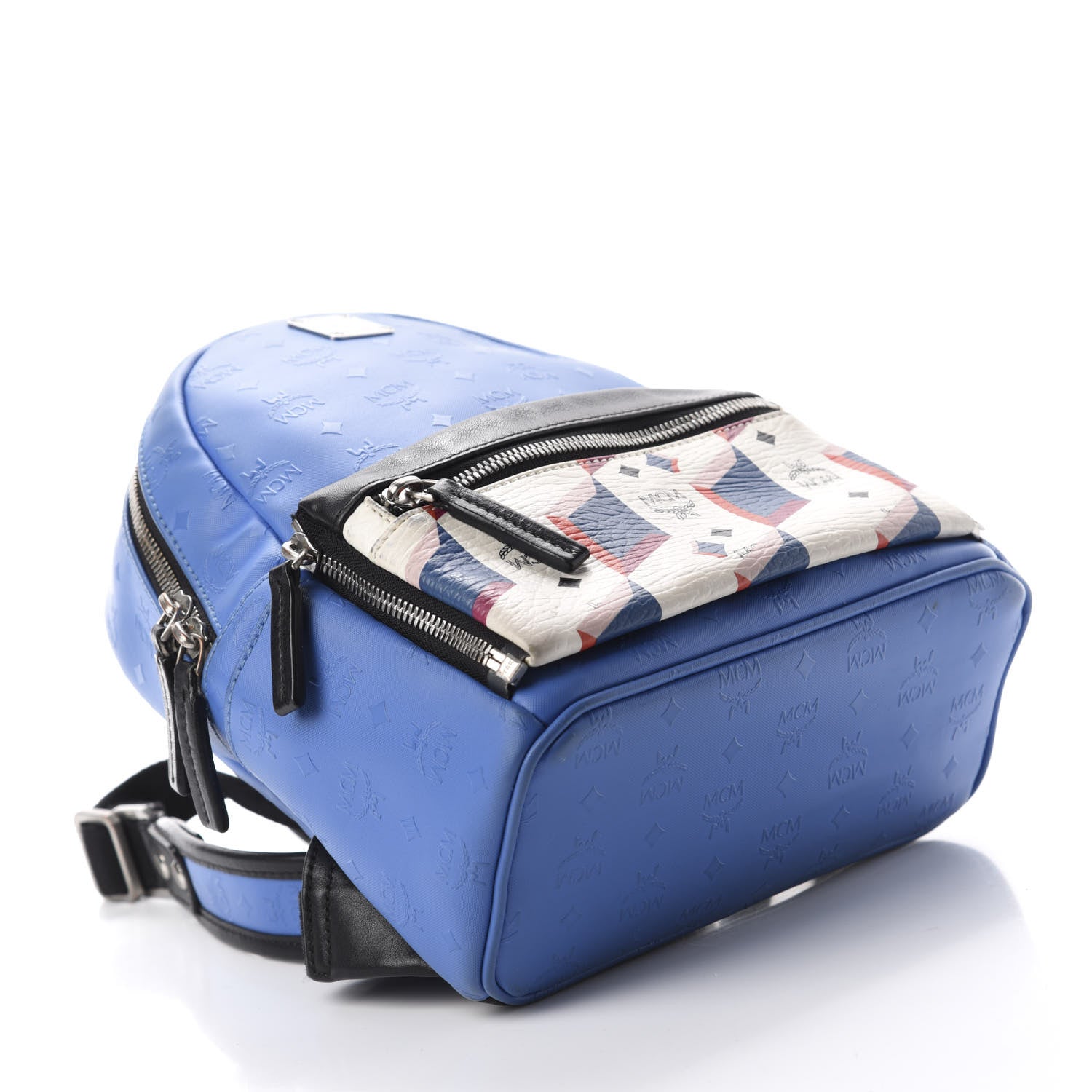 MCM Calfskin Visetos Diamond Printed Small Backpack Blue 3 of 14