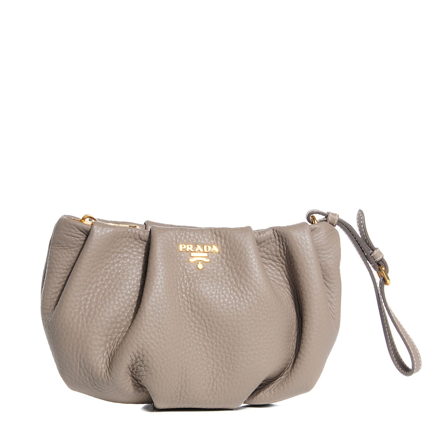 Prada Vitello Daino Wristlet Clutch Argilla 1 of 11