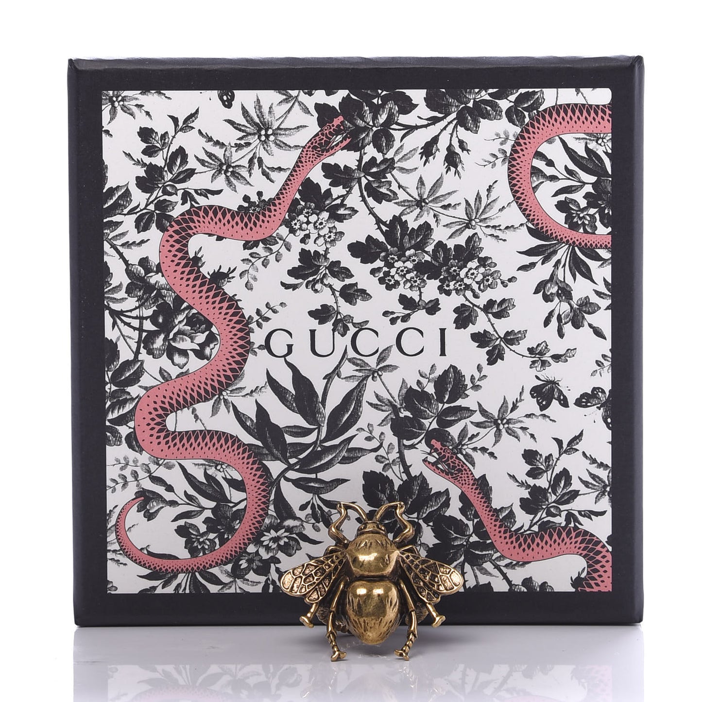 Metal Enamel Bee Ring 7.5 Aged Gold