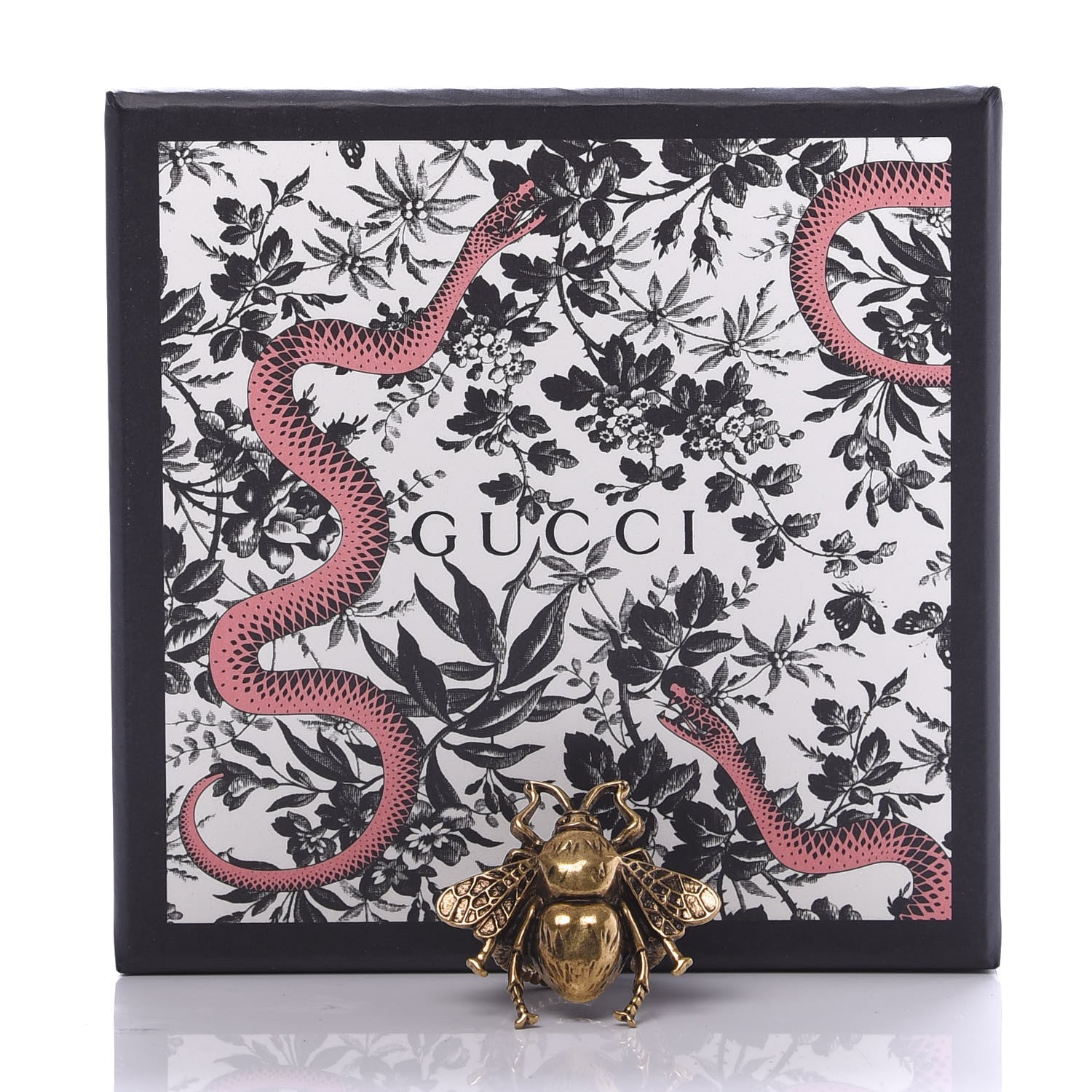 Gucci Metal Enamel Bee Ring 7.5 Aged Gold 5 of 5