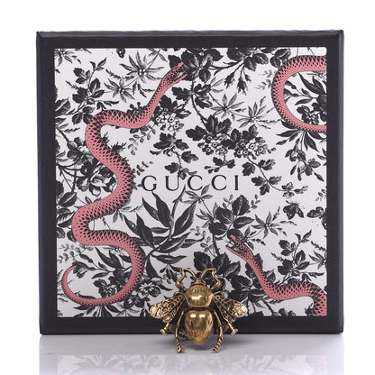 Gucci Metal Enamel Bee Ring 7.5 Aged Gold 5 of 5