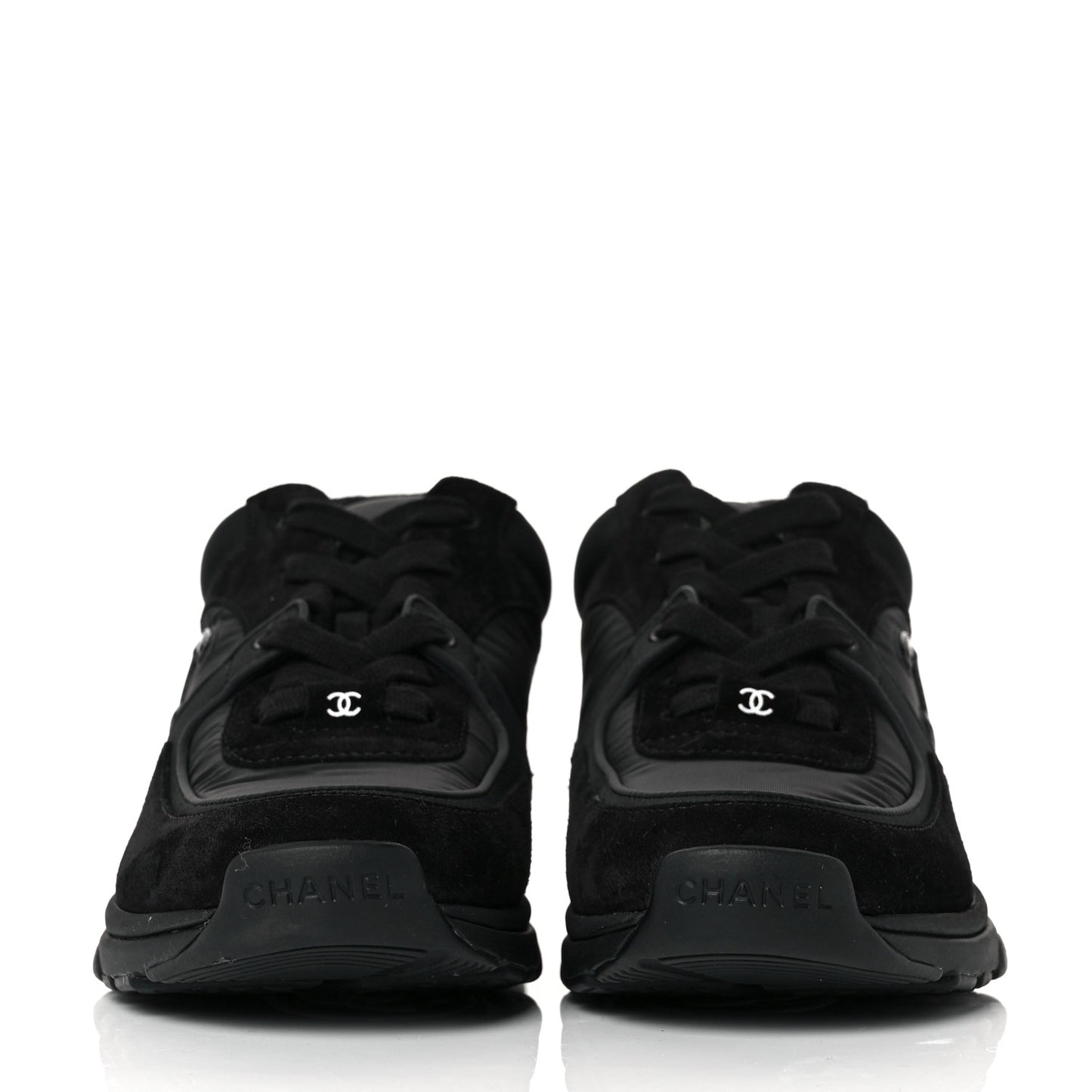 Fabric Calfskin Suede CC Sneakers 36 Black
