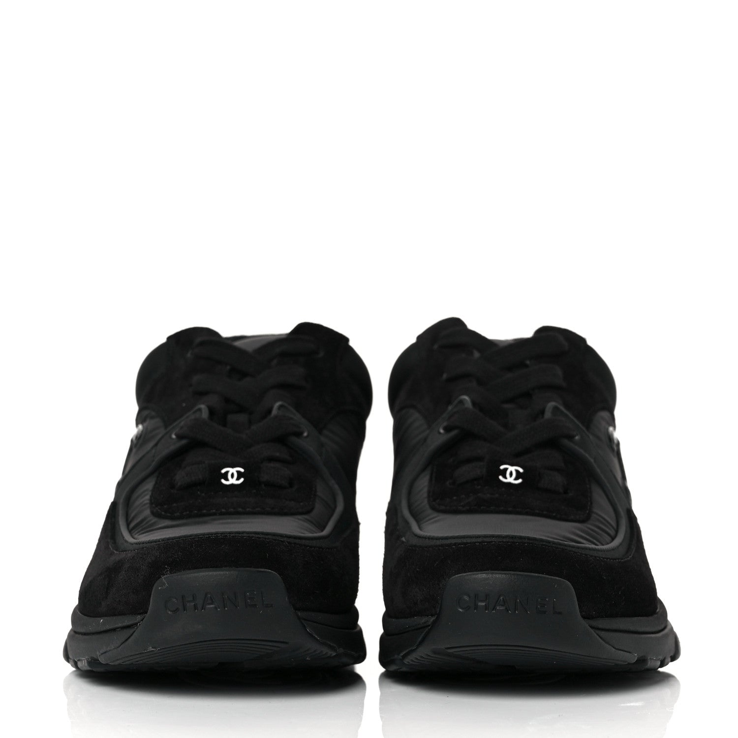 Chanel Fabric Calfskin Suede CC Sneakers 36 Black 2 of 7