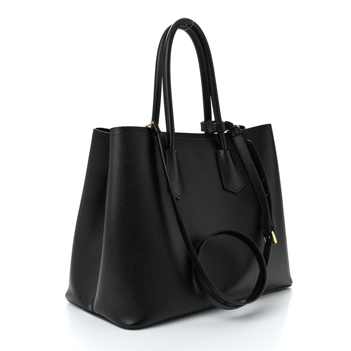 Saffiano Cuir Large Double Bag Black