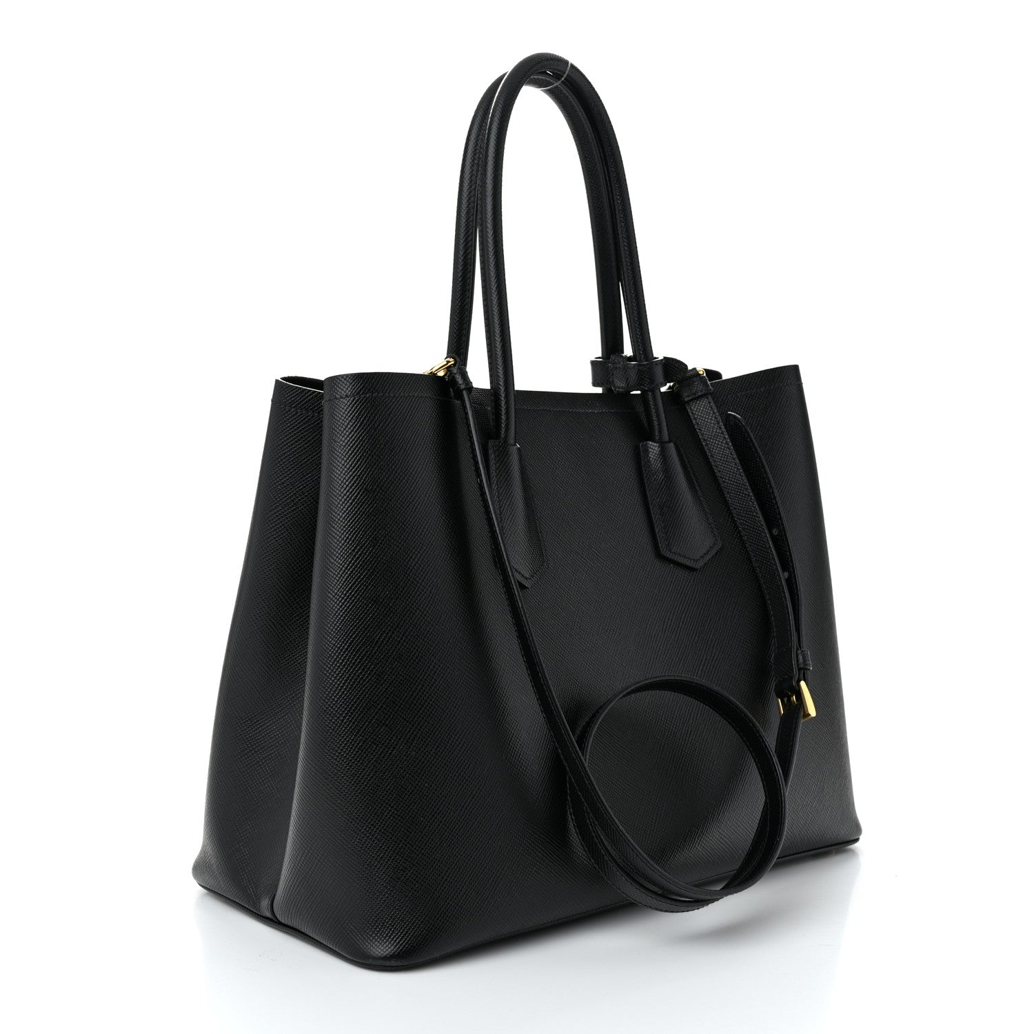 Prada Saffiano Cuir Large Double Bag Black 2 of 10