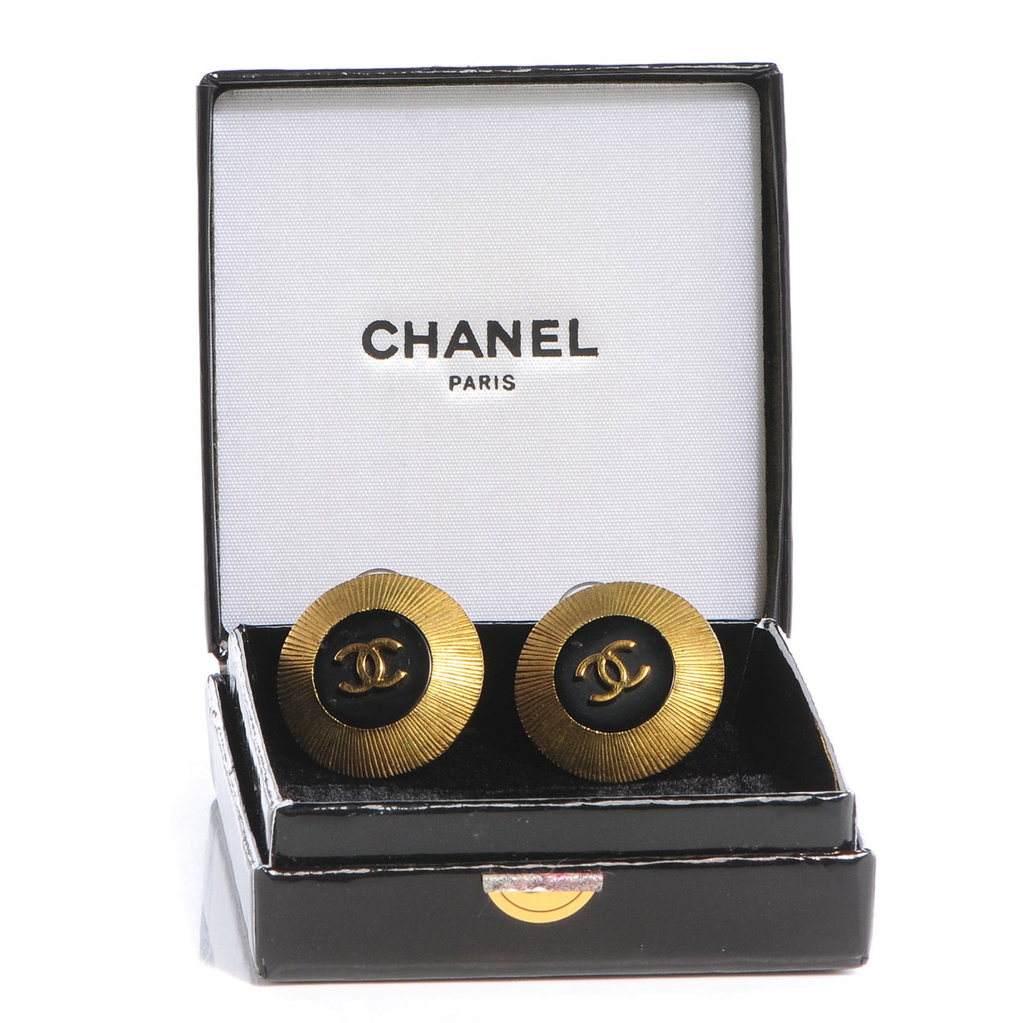 CC Clip On Earrings Black Gold