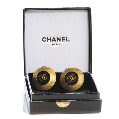 Chanel CC Clip On Earrings Black Gold 5 of 5