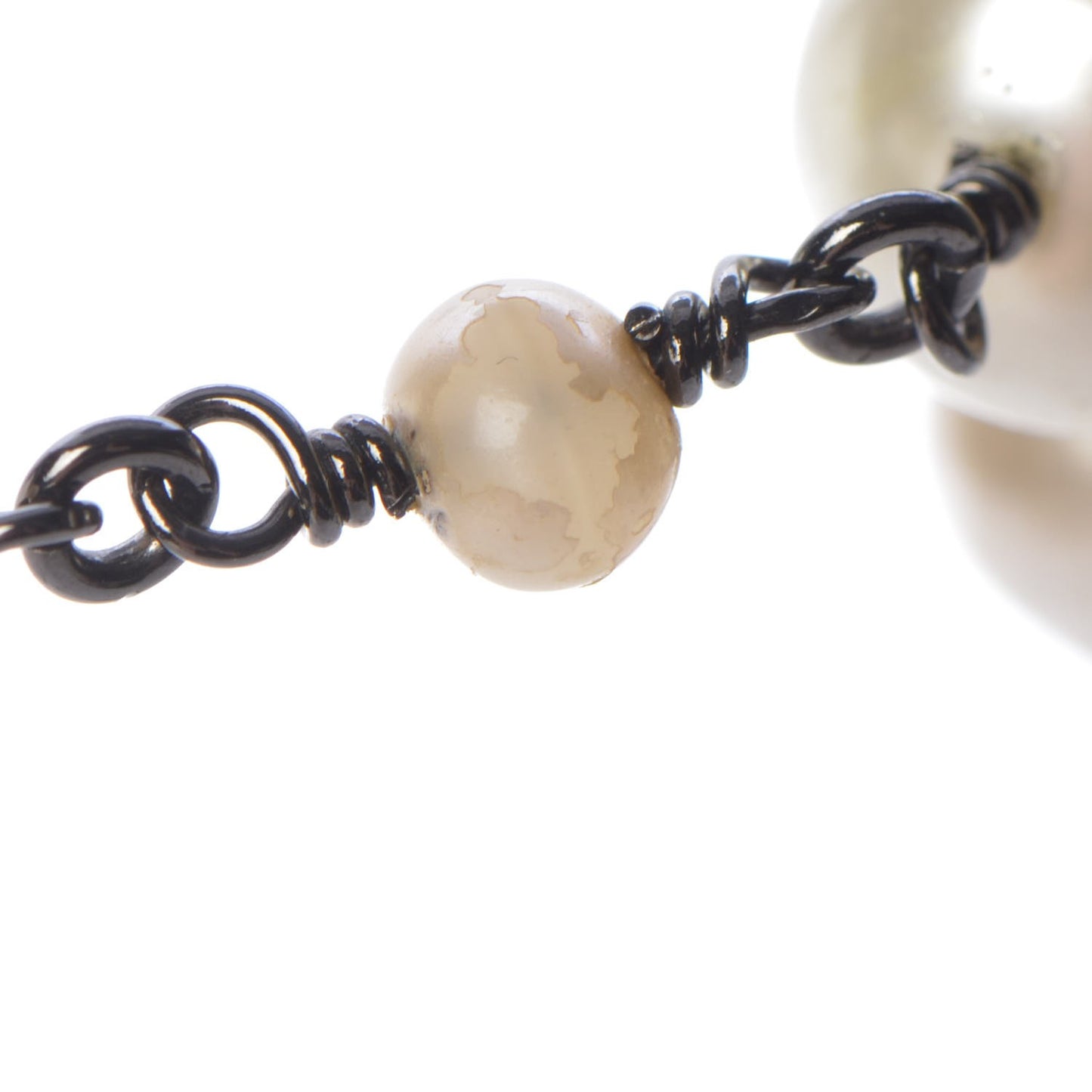 Ruthenium Enamel Graduated Baroque Pearl CC Long Necklace