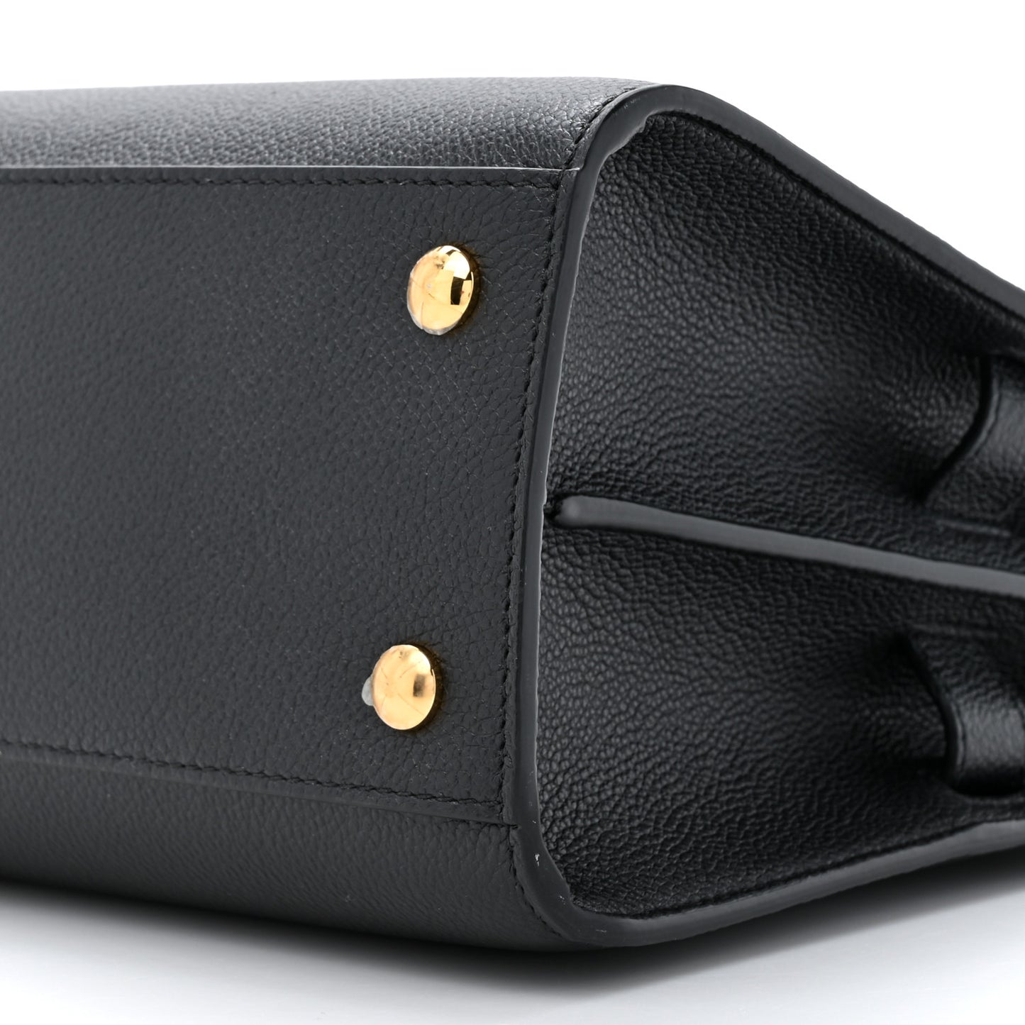 Grainy Calfskin Mini Two Handle Title Bag Black
