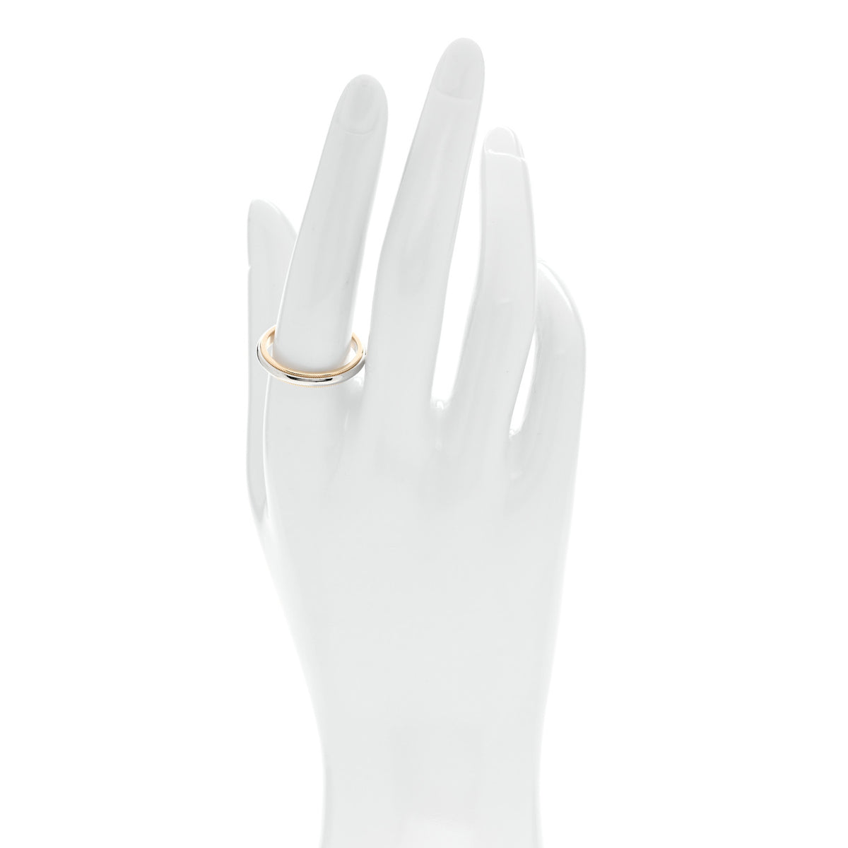 Tiffany Platinum 18K Yellow Gold 3mm Milgrain Wedding Band Ring 60 9 2 of 4