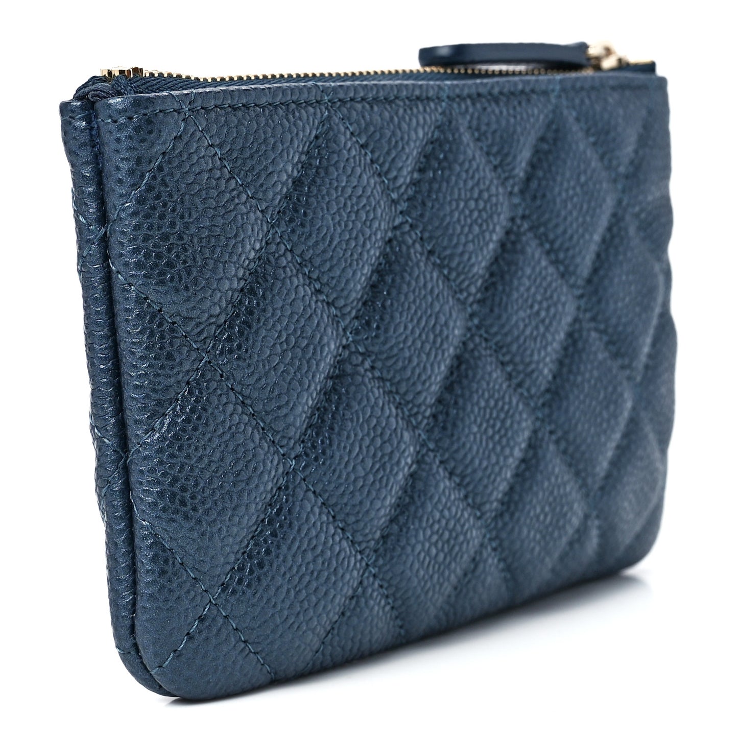 Caviar Quilted Small Cosmetic Case Dark Blue