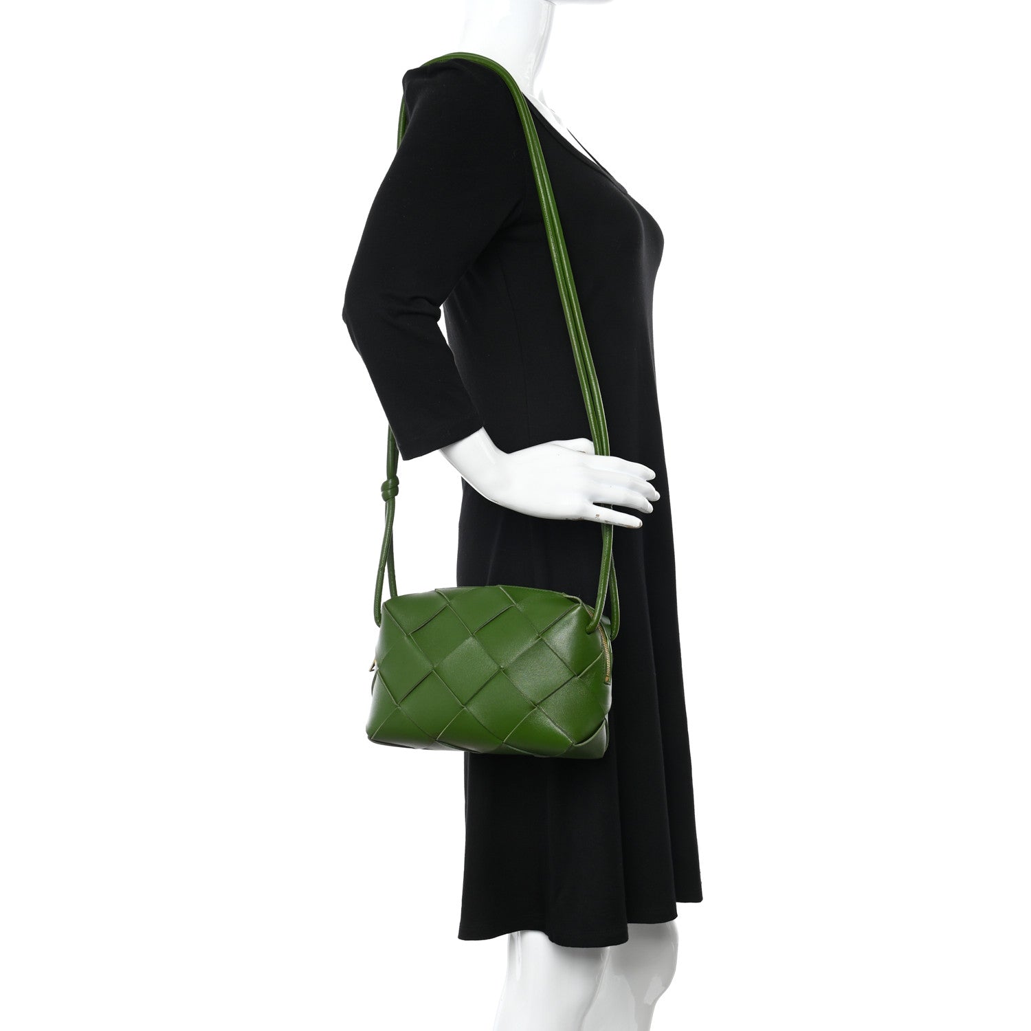 Bottega Veneta Lambskin Maxi Intreccio Small Cassette Camera Bag Avocado 2 of 9