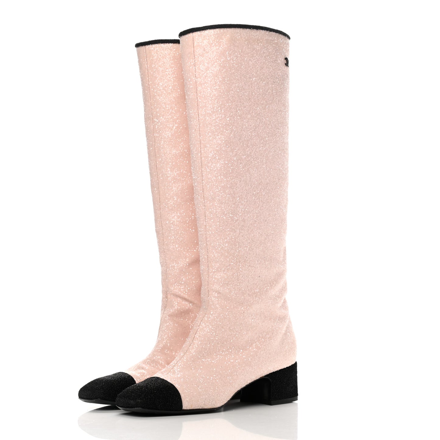 Glitter Fabric Lurex Cap Toe Fantasy High Boots 37 Pink Black