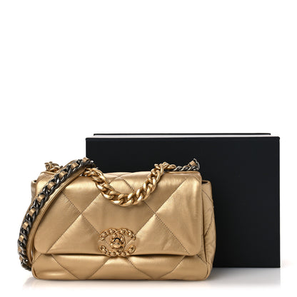 Chanel Metallic Goatskin Quilted Medium Chanel 19 Flap Gold 12 of 12