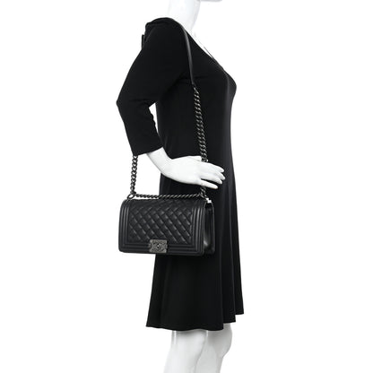 Chanel Caviar Quilted Medium Boy Flap Black 2 of 9