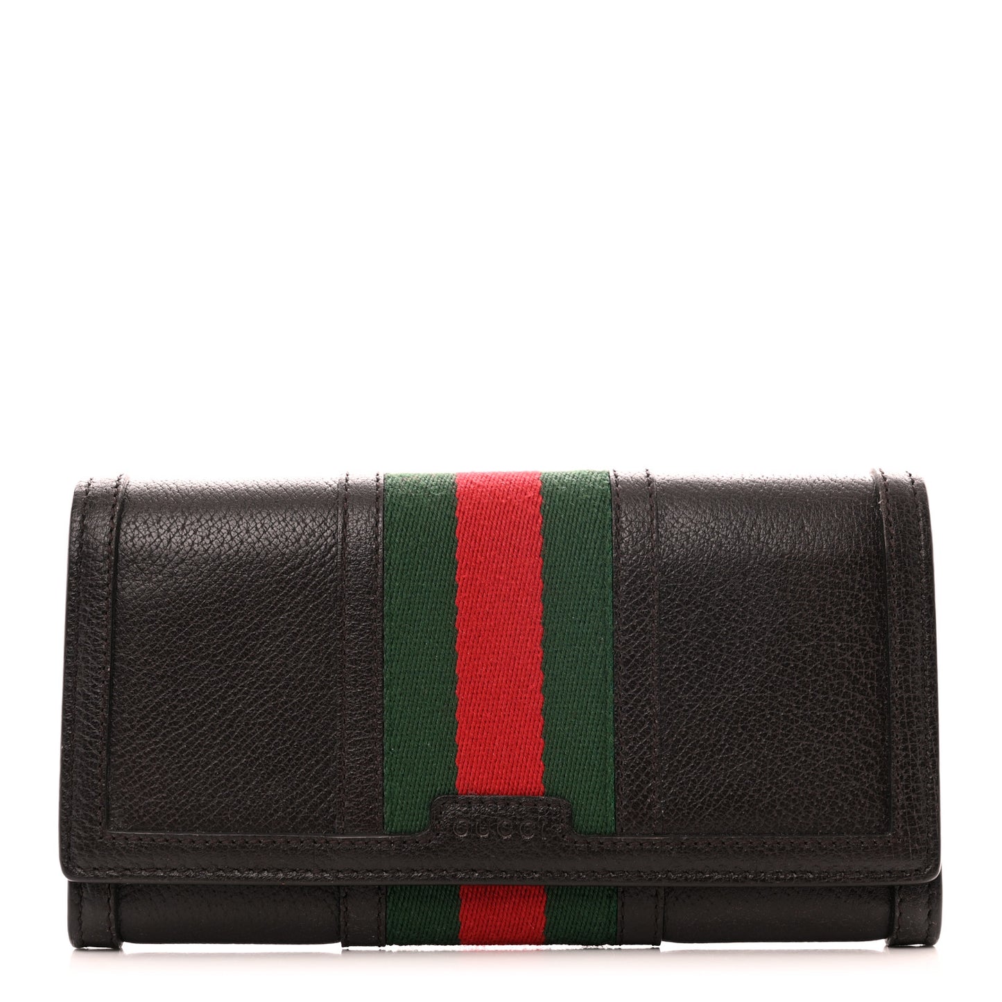 Calfskin Web Continental Wallet Brown