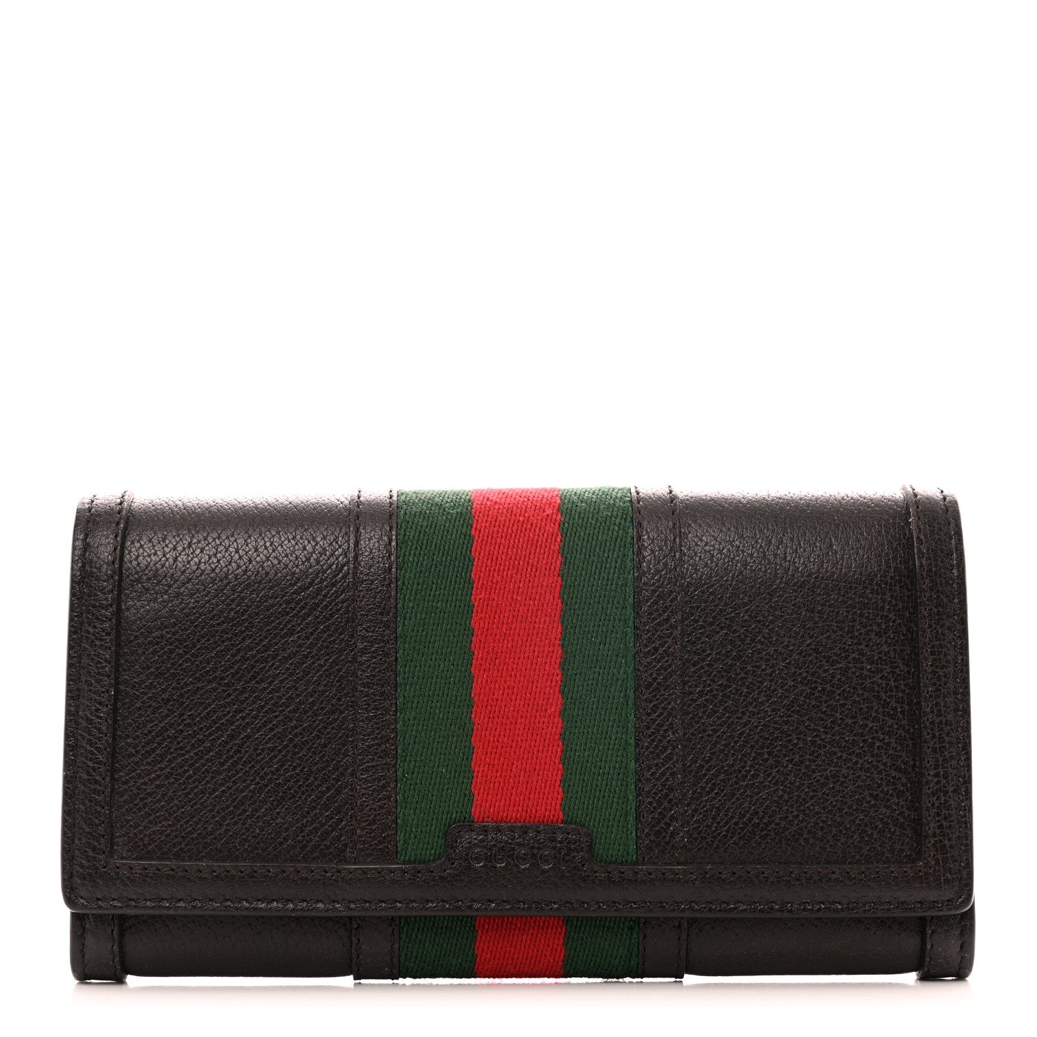 Gucci Calfskin Web Continental Wallet Brown 1 of 7
