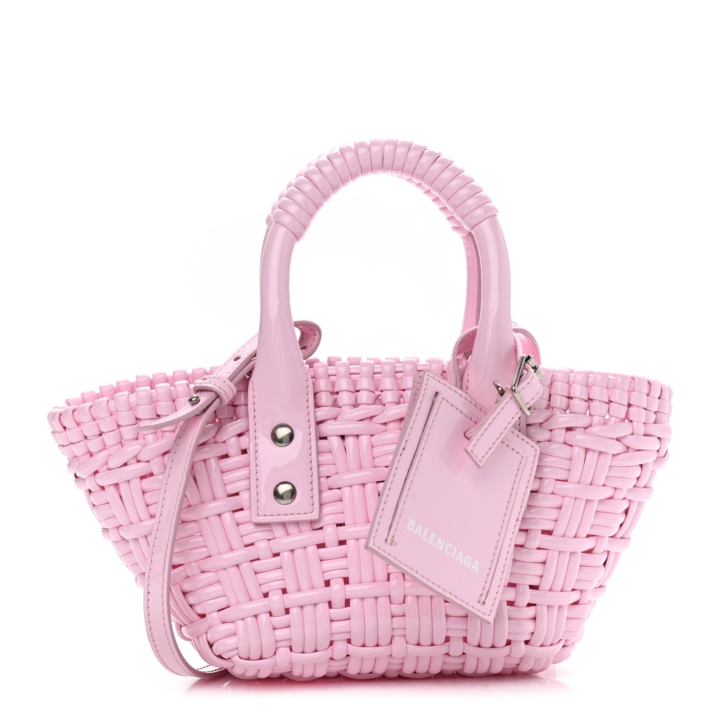 Faux Calfskin Braided Varnished XXS Bistro Basket Candy Pink