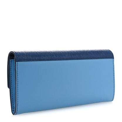 Prada Vitello Move Bi-Color Metal Continental Flap Travel Wallet Bluette Mare 4 of 9