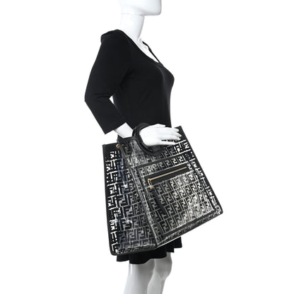 Fendi TPU FF Vitello Century Plexiglass Large Runaway Shopper Tote Black 2 of 14
