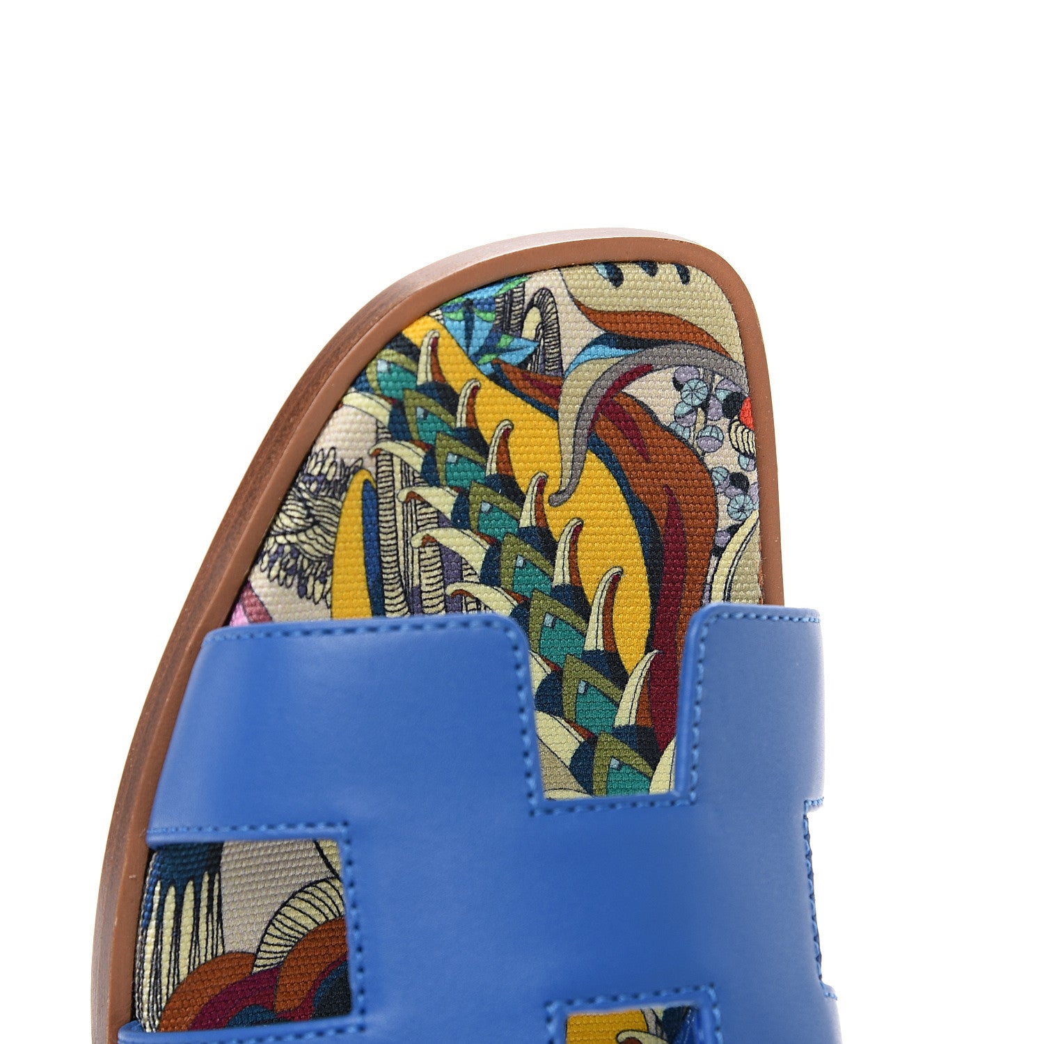 Hermes Calfskin Oran Sandals 37 Bleu Zanzibar 7 of 9