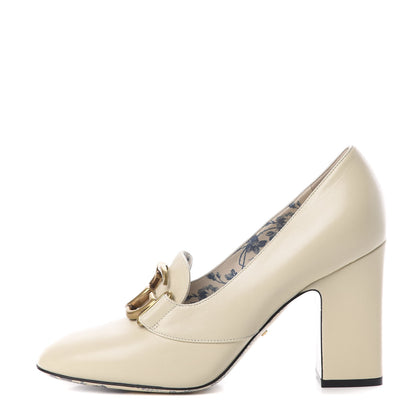 Gucci Malaga Kid GG Victoire 95mm Loafer Pumps 39.5 Vintage White 1 of 9