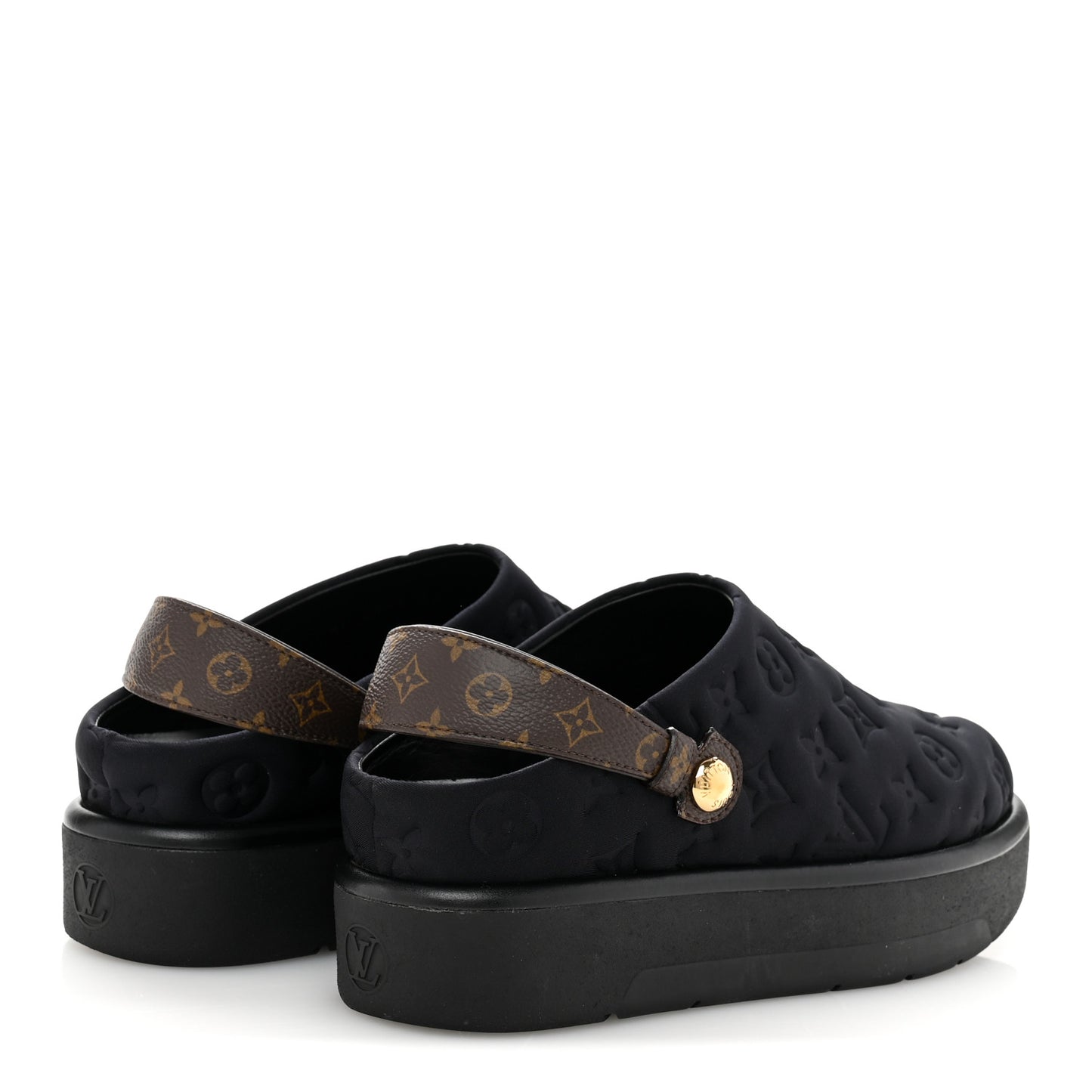 Nylon Embossed Monogram Aspen Platform Clog Mules 39.5 Black