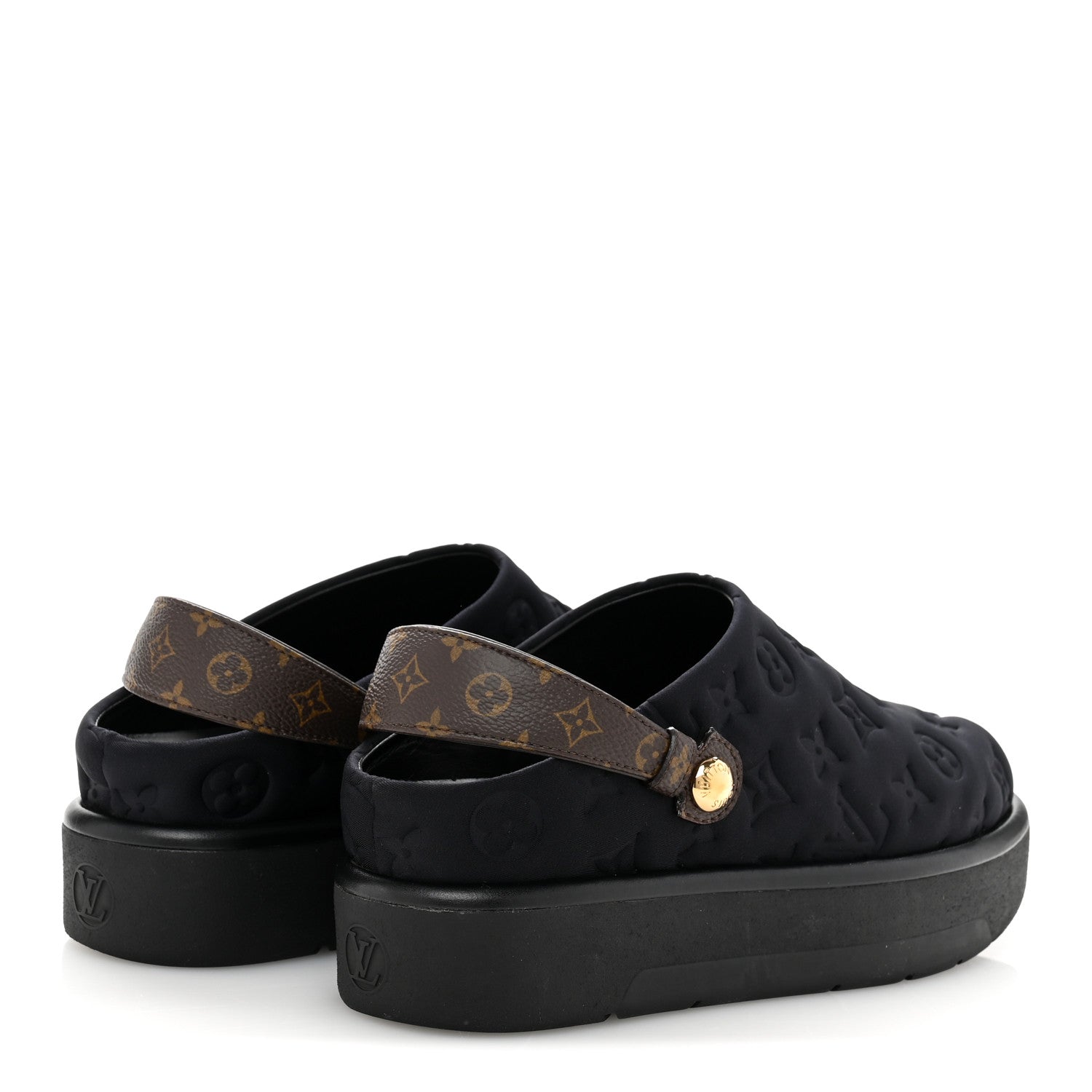 Louis Vuitton Nylon Embossed Monogram Aspen Platform Clog Mules 39.5 Black 5 of 11