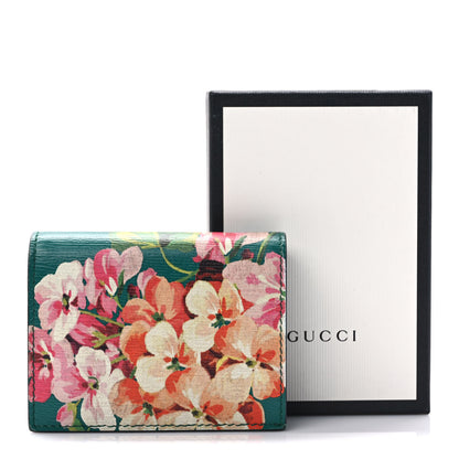 Gucci Shangai Calfskin Blooms Print Card Case Wallet Clear Bright Emerald Multicolor 7 of 7