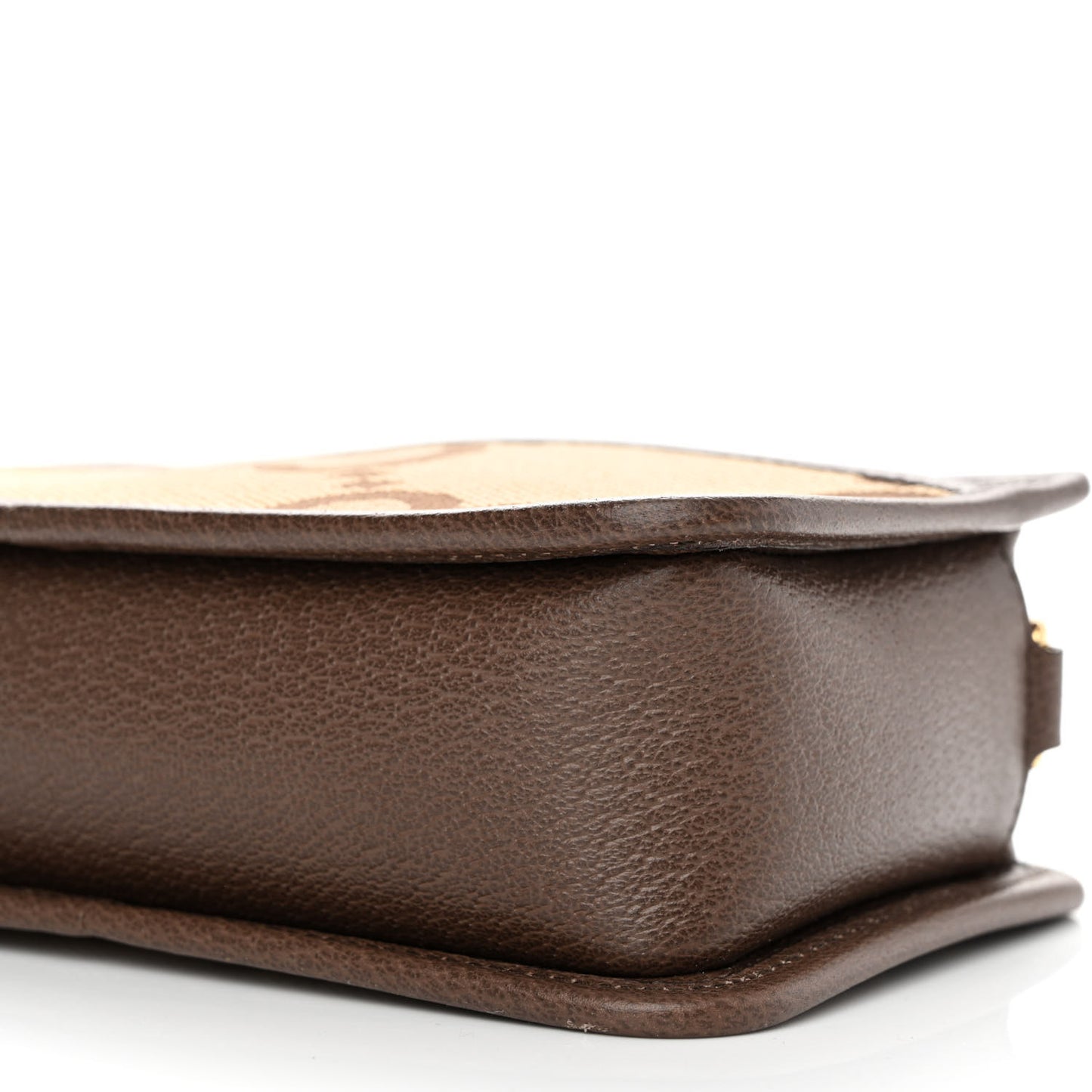 Monogram Jumbo GG Textured Dollar Calfskin Web Mini Crossbody Bag Camel Ebony New Acero