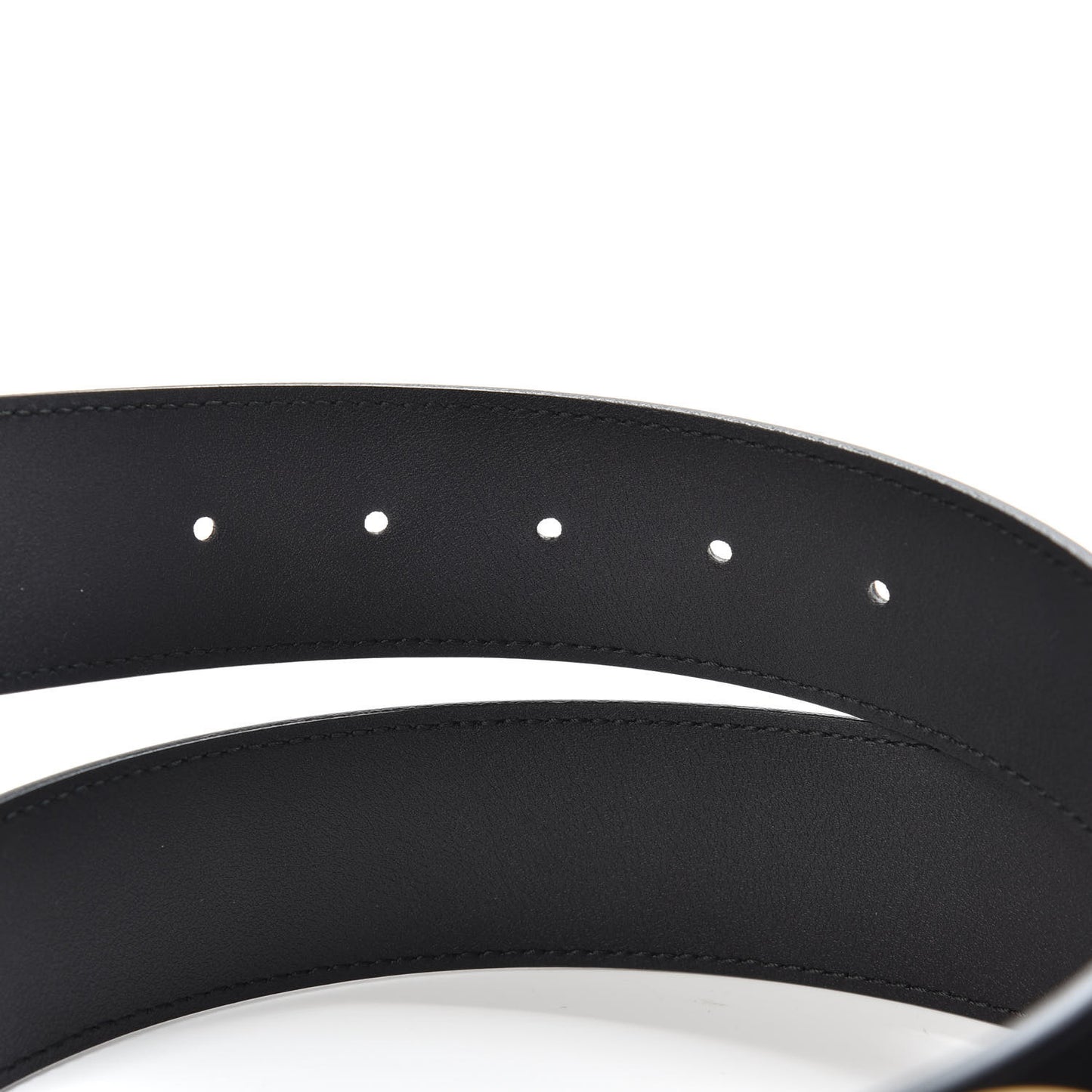 Moon Calfskin Pearl Double G 40mm Belt 80 32 Black Cream