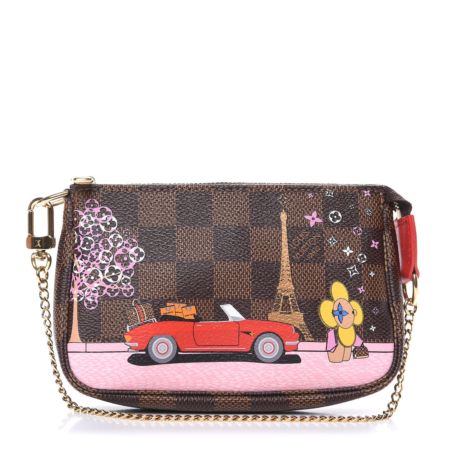 Damier Ebene 2019 Christmas Animation Mini Pochette Accessories Red