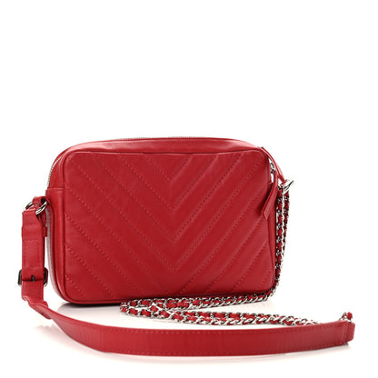 Chanel Lambskin Chevron Quilted Small Promenade Camera Dark Red 3 of 9