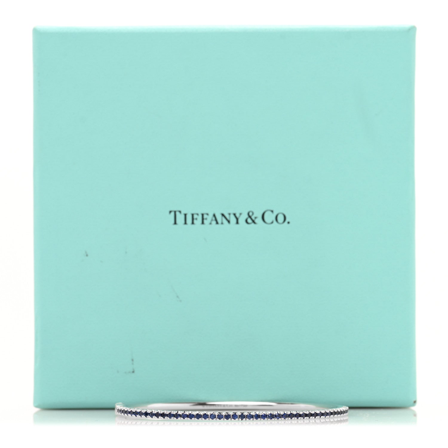 Tiffany 18K White Gold Blue Sapphire Metro Bangle Bracelet 4 of 4