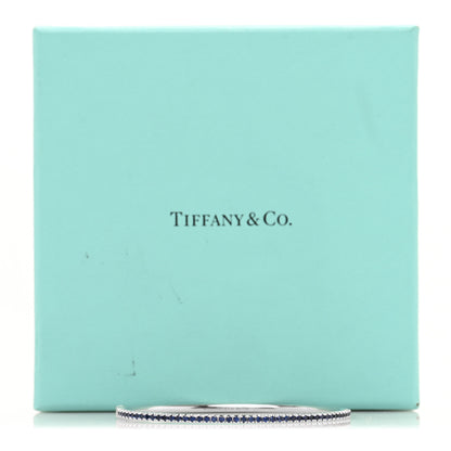 Tiffany 18K White Gold Blue Sapphire Metro Bangle Bracelet 4 of 4