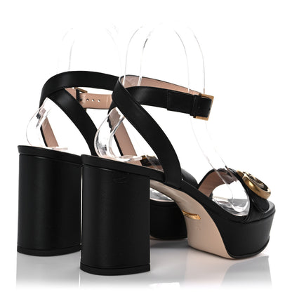 Gucci Calfskin GG Marmont Ankle Wrap 30/85mm Platform Sandals 36 Black 4 of 8