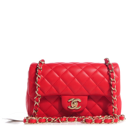 Chanel Lambskin Quilted Mini Rectangular Flap Red 1 of 8